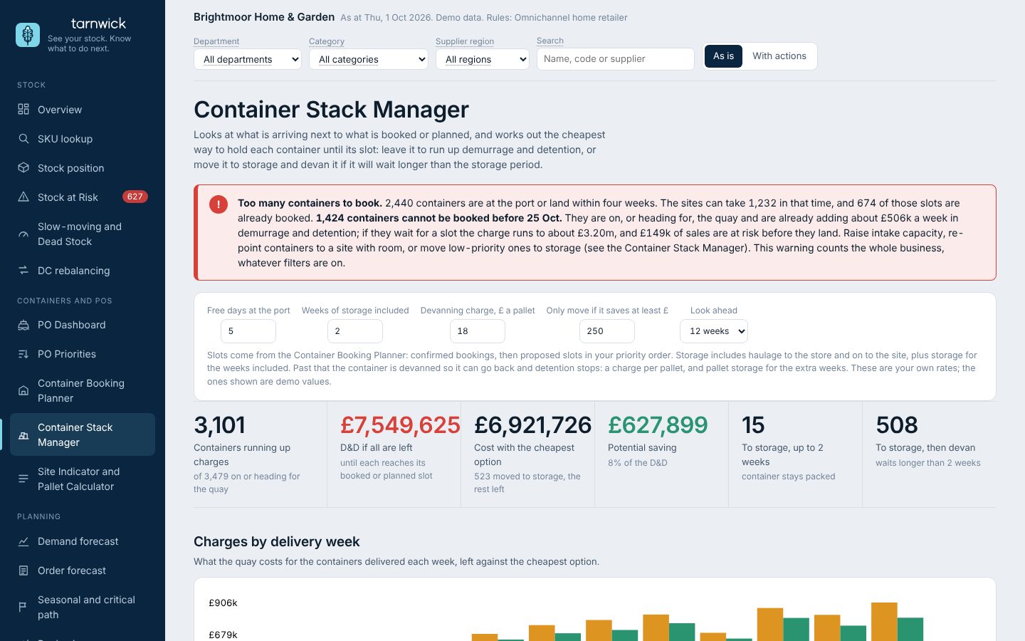 Container Stack Manager screen