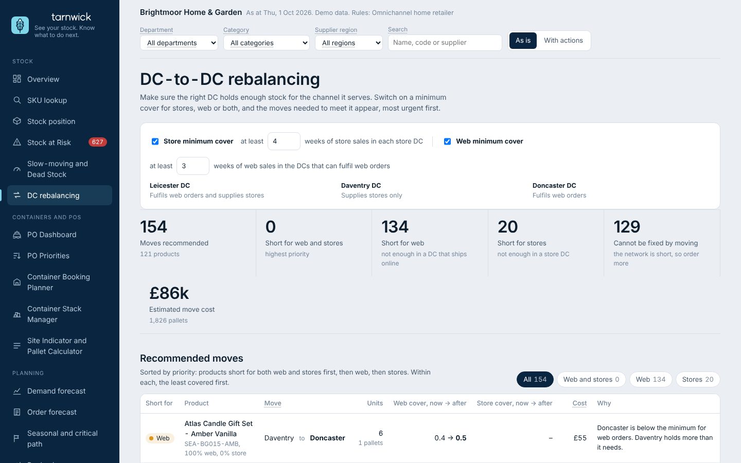 Rebalancing screen